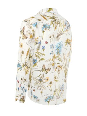Sommerliches Leinenhemd mit kunstvollen Blumenmotiven