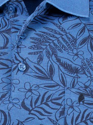 Pflegeleichtes feinstrick-Poloshirt mit floralem Print