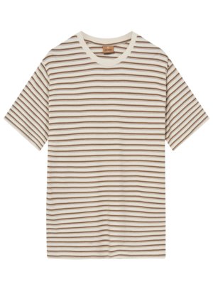 Miękki bawełniany T-shirt w paski, bardzo długi
