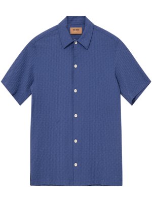 Seersucker short-sleeved shirt with check pattern and stretch