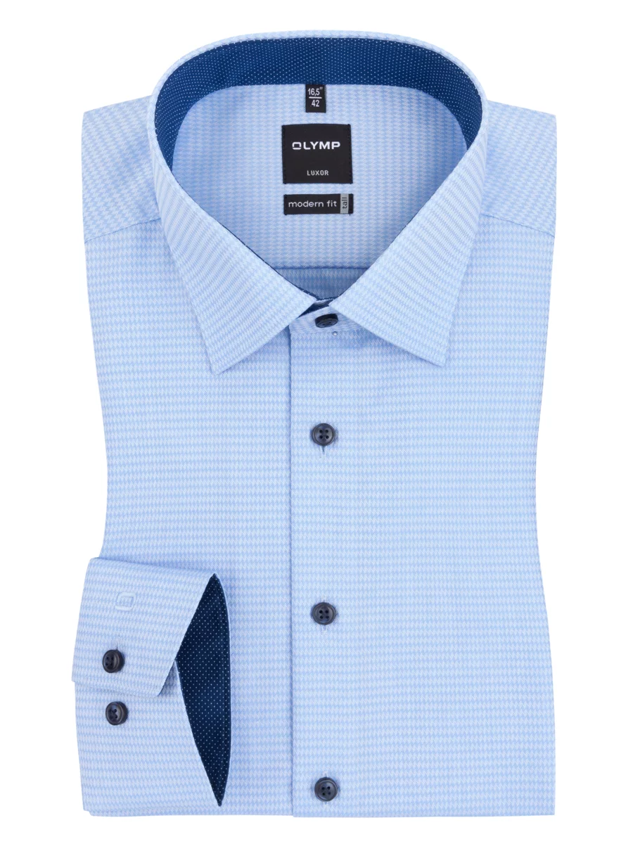 Luxor modern fit shirt, non-iron, big HIRMER tall & blue | OLYMP