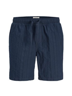 Baumwollshorts mit gestreifter Struktur und Dehnbund