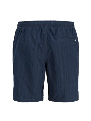 Baumwollshorts mit gestreifter Struktur und Dehnbund