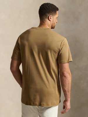 Miękki bawełniany T-shirt z dżerseju z haftowanym logo