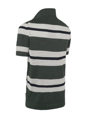 Short-sleeved knit shirt in a cotton blend with a striped pattern, regular fit