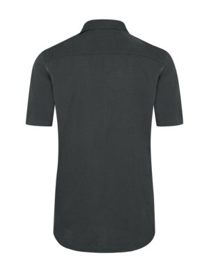 Short-sleeved linen and cotton shirt with embroidery, regular fit