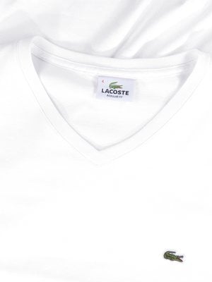 T-Shirt-mit-V-Ausschnitt-und-kleiner-Logo-Stickerei-