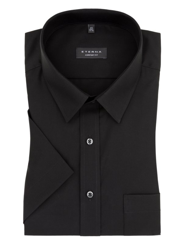 Levně Eterna, Košile s krátkým rukávem z bavlny, nežehlivá úprava, comfort fit Černá