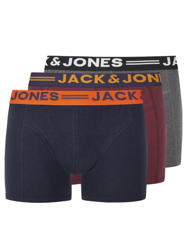 Jack & Jones, Balení 3 ks boxerek Bourdeaux 4XL