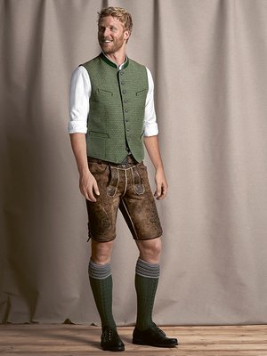 Lederhosen with traditional embroidery and belt