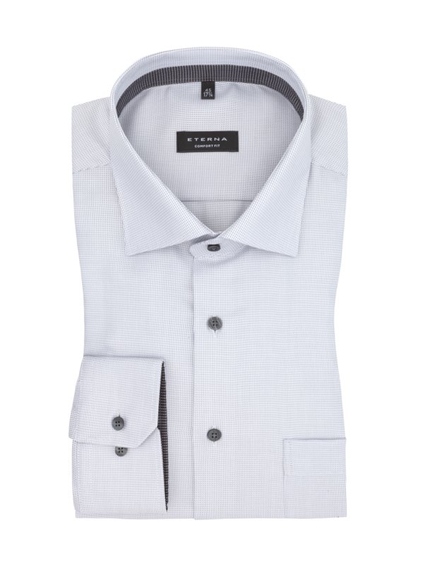 Levně Eterna, Business košile s náprsní kapsou, vzorovaná, comfort fit Grey