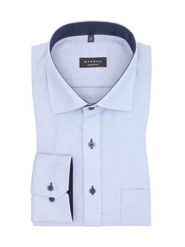 Levně Eterna, Business košile s náprsní kapsou, vzorovaná, comfort fit SvětleModrá