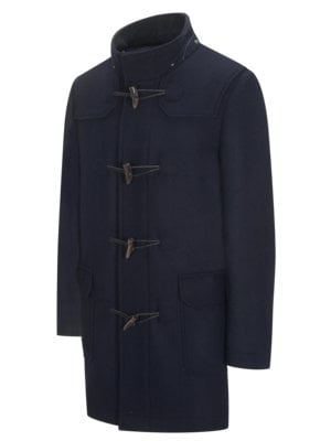 Duffle coat with hood, in wool blend