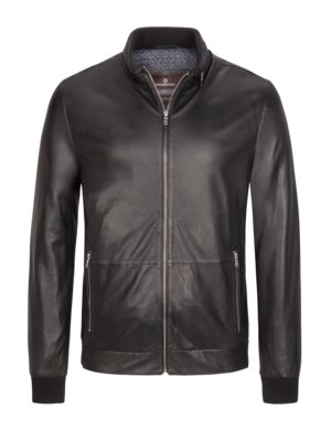 Leather blouson with zip pockets