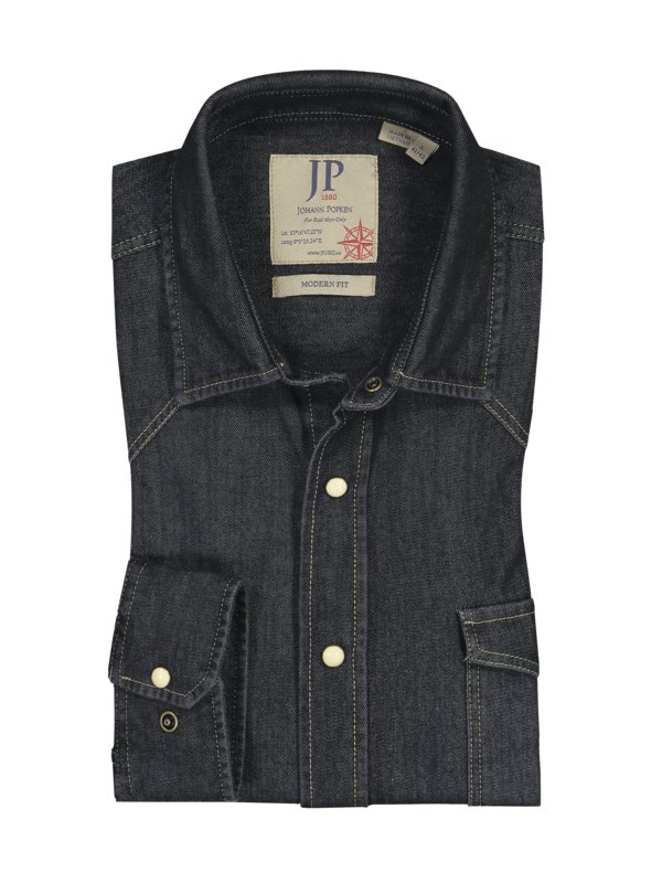 Levně Jp1880, Džínová košile se špičatým sedlem Černá