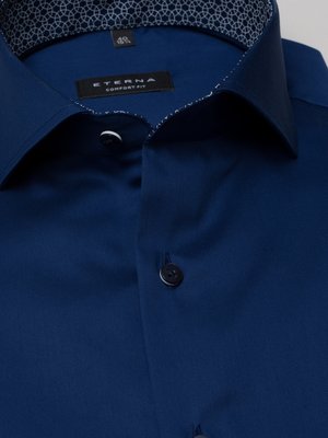 Short-sleeved shirt with decorative collar lining and breast pocket, Comfort Fit 