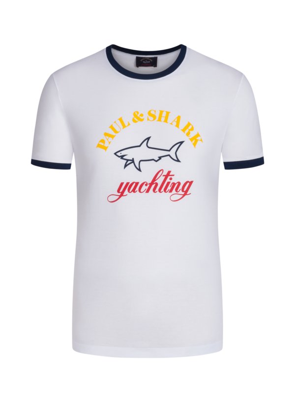 Levně Paul & Shark, Tričko s předním potiskem loga Bílá