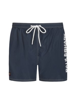 Swimming trunks with logo patch