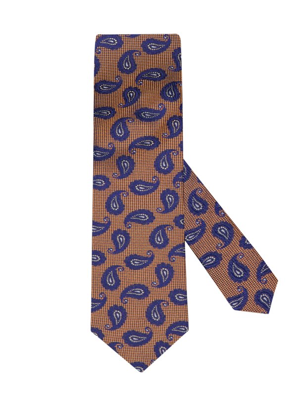 Levně Ascot, Hedvábná kravata s kašmírovým vzorem Oranžový