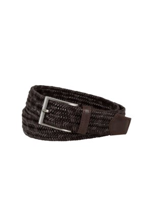 Leather belt with braided pattern