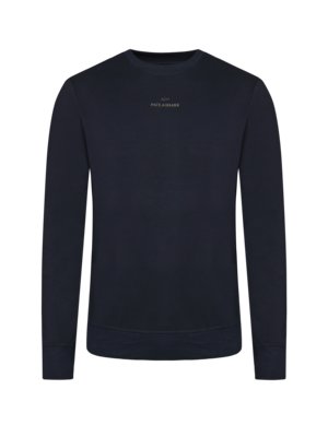 Unifarbenes Sweatshirt mit Lyocell-Anteil und Logo-Patch