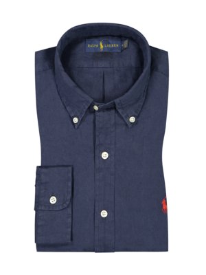 Linen shirt with button-down collar