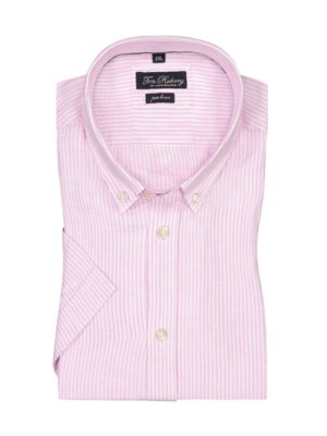 Short-sleeved linen shirt with striped pattern, Modern Fit