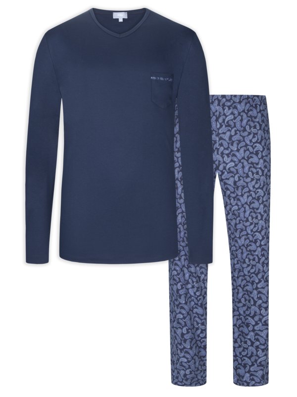Levně Mey, Pyžamo s kalhotami s kašmírovým vzorem Modrá