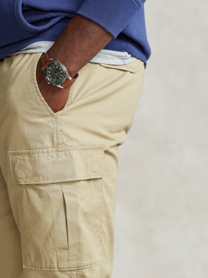Cargo trousers with stretch waistband and drawstring 