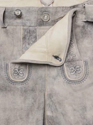 Traditional leather trousers Königshausen made of goat suede with tonal embroideries