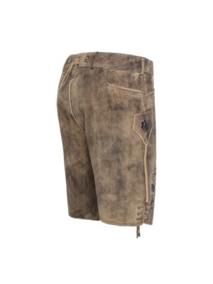 Trachtenlederhose aus Ziegeleder mit Reliefstickereien