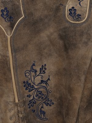 Trachtenlederhose aus Ziegeleder mit Reliefstickereien