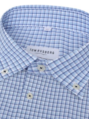 Kurzarmhemd aus Baumwolle mit Karomuster und Button Down-Kragen
