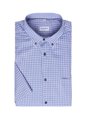 Letnia koszula z krótkim rękawem w kratę z kołnierzykiem button-down