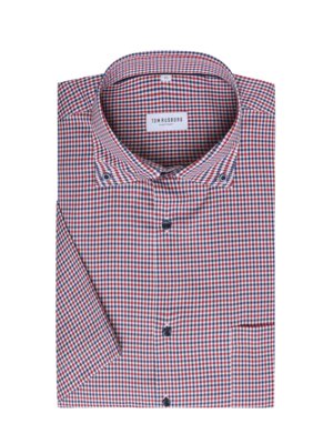 Letnia koszula z krótkim rękawem w kratę z kołnierzykiem button-down