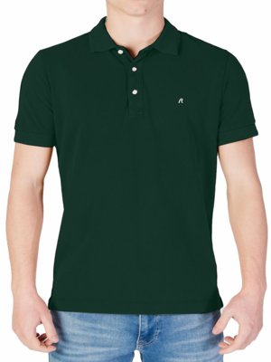 Unifarbenes Piqué-Poloshirt mit Logo-Stickerei