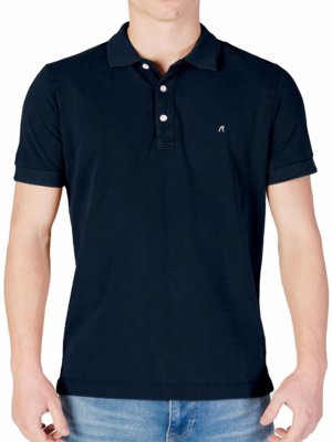 Unifarbenes Piqué-Poloshirt mit Logo-Stickerei