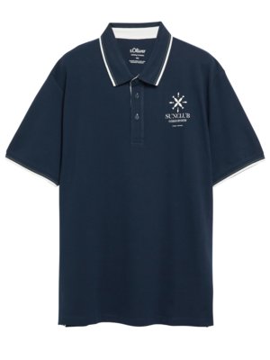 Piqué-Poloshirt mit Kontrastbündchen und Stretch