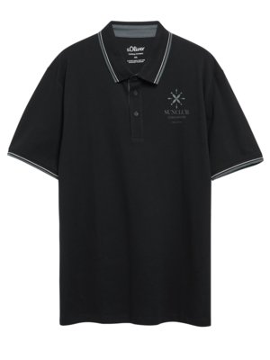 Piqué-Poloshirt mit Kontrastbündchen und Stretch
