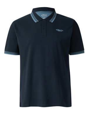 Piqué-Poloshirt mit Kontrastbündchen und Stretch