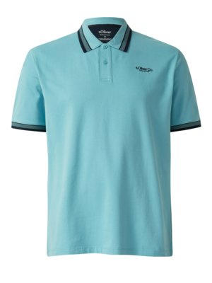 Piqué-Poloshirt mit Kontrastbündchen und Stretch