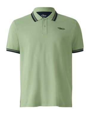 Piqué-Poloshirt mit Kontrastbündchen und Stretch