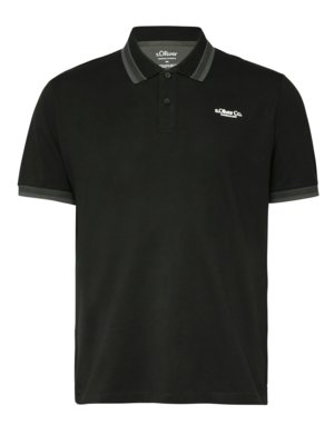 Piqué-Poloshirt mit Kontrastbündchen und Stretch