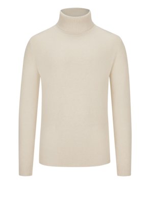 Turtleneck sweater with woven pattern, 100% cashmere
