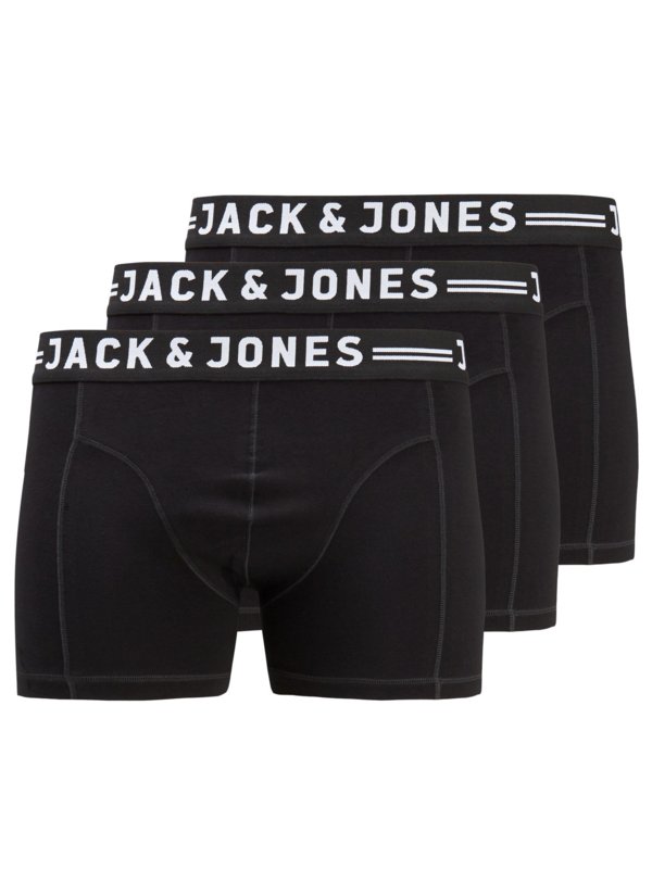 Levně Jack & Jones, Boxerky Trunk s podílem strečových vláken, 3 ks v balení Černá