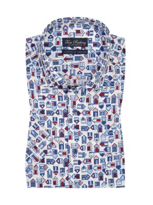 Short-sleeved shirt with all-over beach hut print