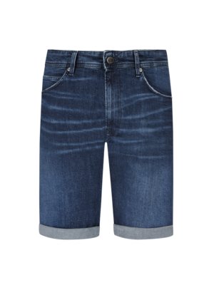 Denim-Bermuda-shorts-with-stretch,-tapered-fit