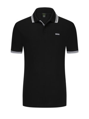 Poloshirt aus Baumwolle mit Kontrast-Streifen, Regular Fit