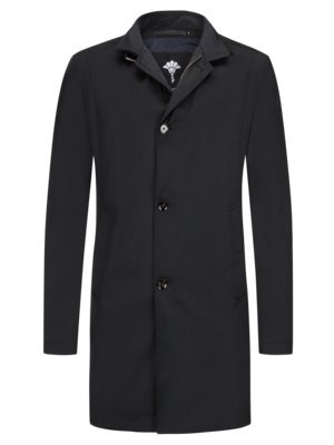 Coat with standing collar, twill look