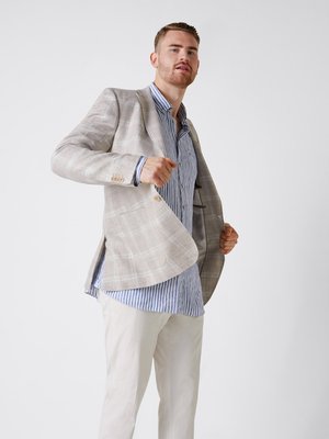 Blazer with windowpane check pattern and micro texture